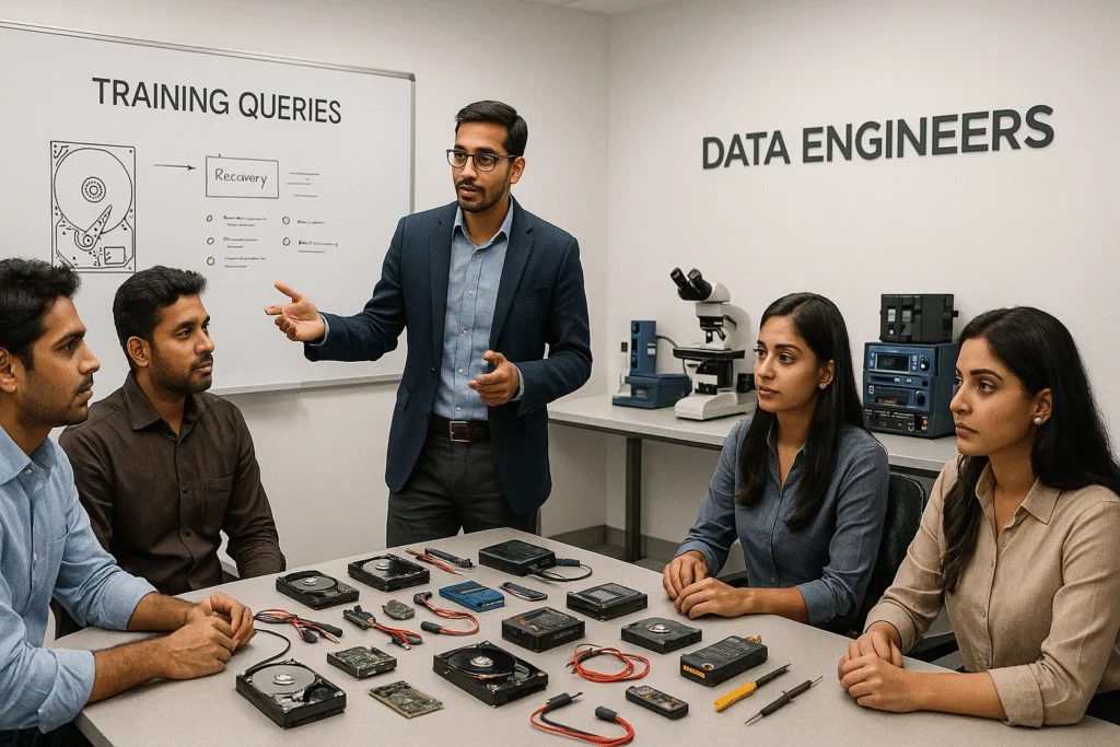 data recovery training course with cleanroom lab practice recover data from hdd ssd mobile usb laptop desktop and server complete practical learning trusted experts at www.dataengineers.in