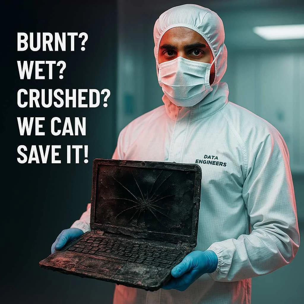 laptop data recovery services internal external ssd hard drive burn wet crashed failed formatted virus water damaged cleanroom iso secure lab www.dataengineers.in
