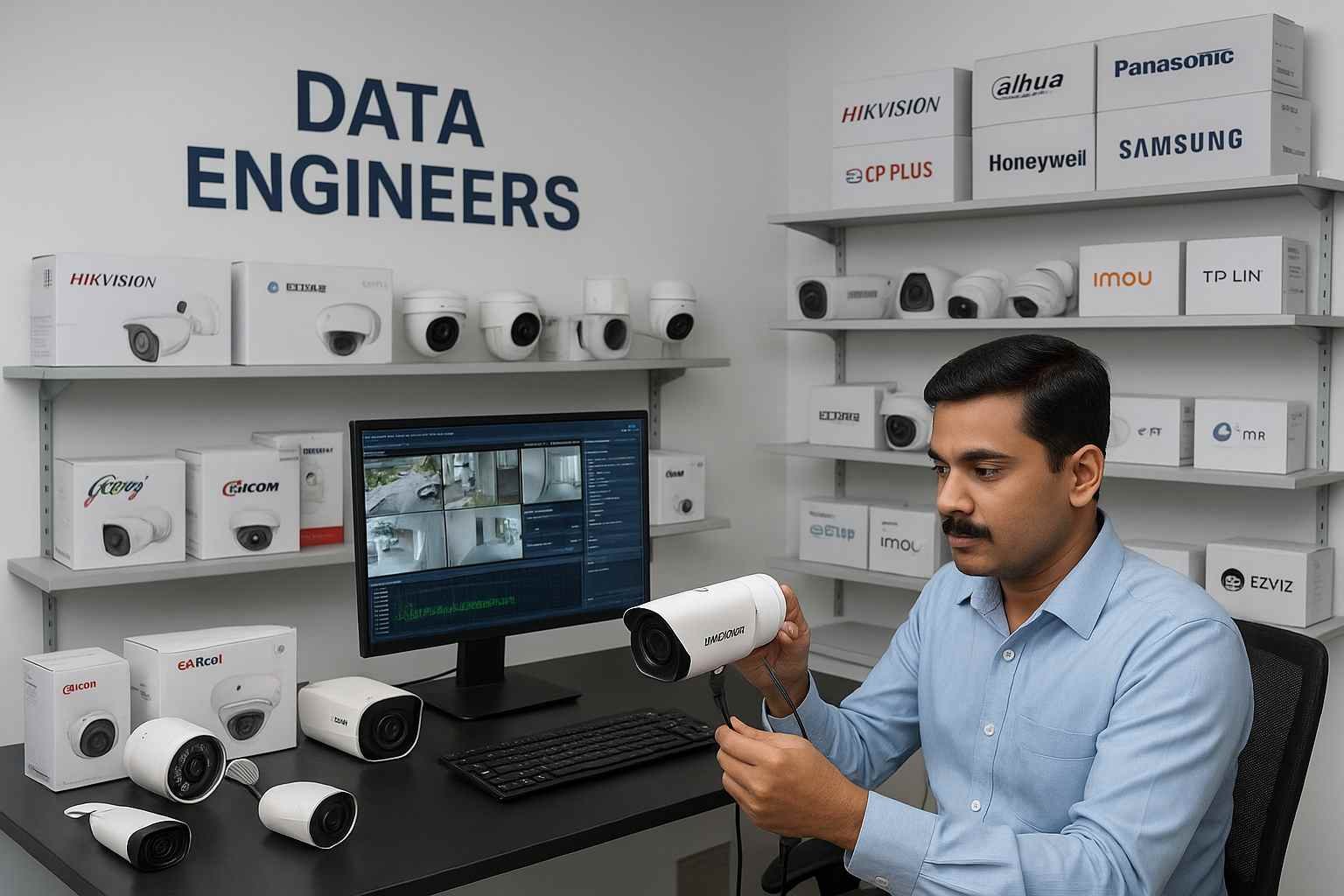 CCTV cameras and boxes from top brands hikvision cp plus dahua panasonic samsung godrej zicom honeywell uniview ezviz imou tp-link expert in cctv data recovery www.dataengineers.in