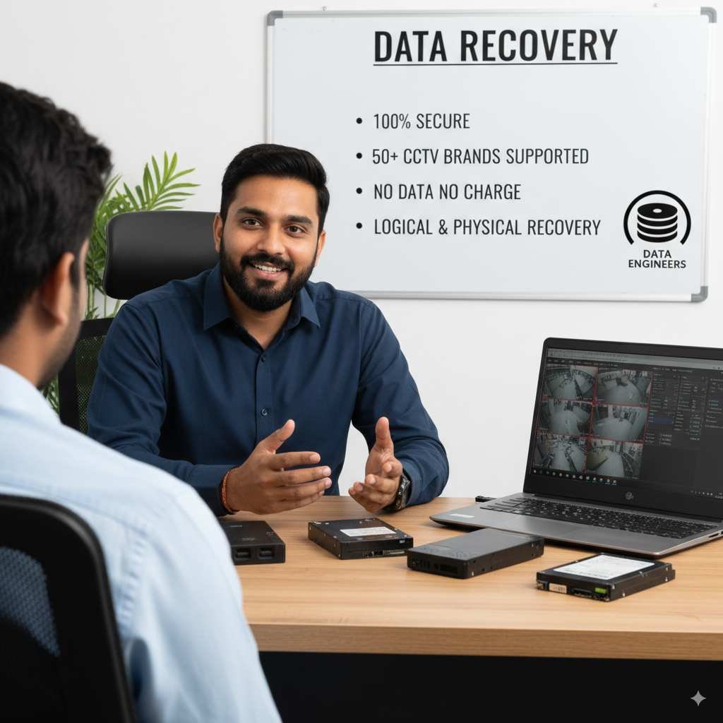 Data Engineers offers 100% secure data recovery with support for 50+ CCTV brands No data, no charge. Logical & physical recovery experts Trust us with your critical data today www.dataengineers.in