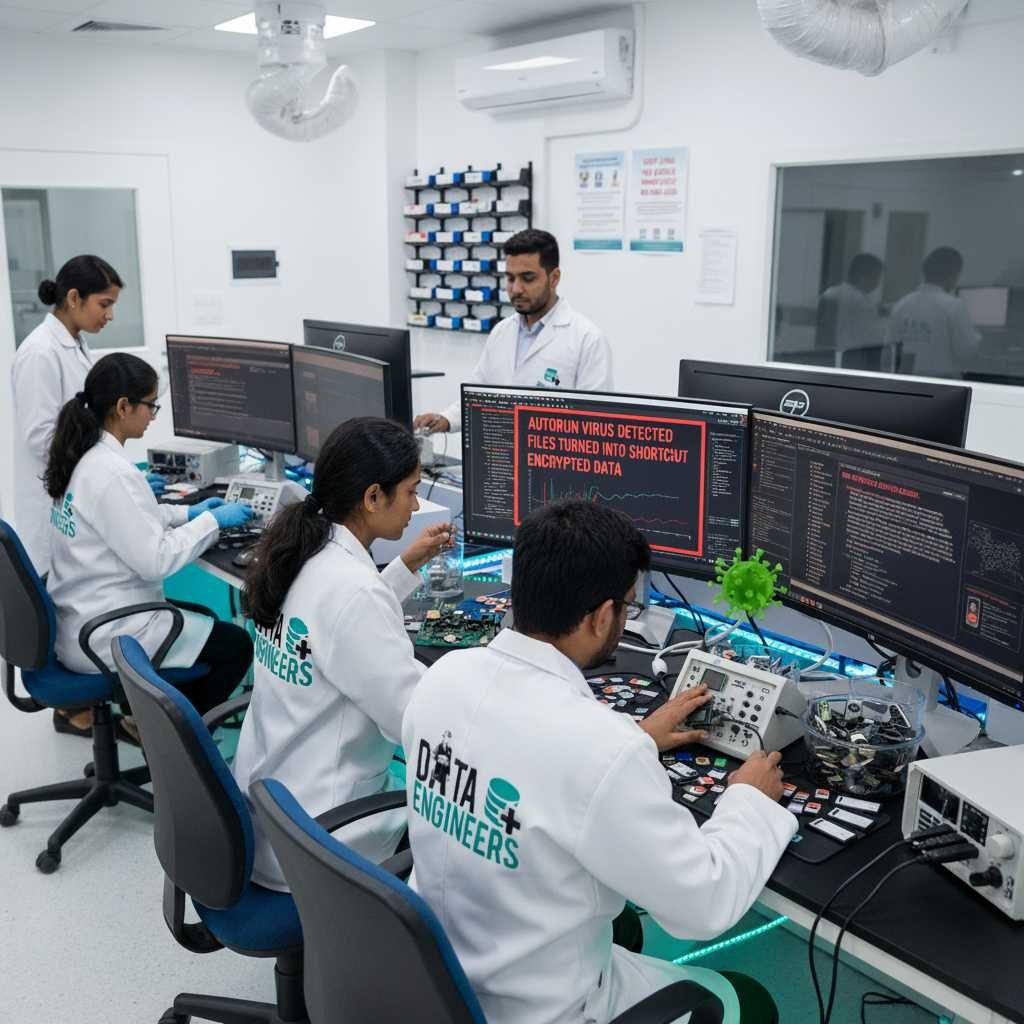 Data recovery for malware virus attacks including autorun viruses files turned into shortcuts hidden encrypted data Stop using damaged USB SD cards to avoid further loss Visit www.dataengineers.in