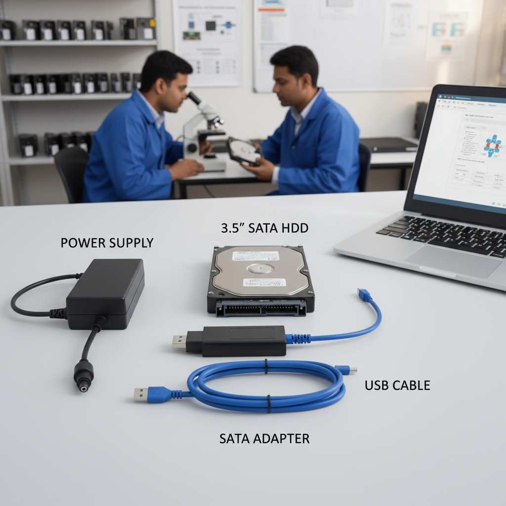 SATA to USB adapter power supply 3.5 inch SATA hard drive laptop data recovery lab experts services for Visit www.dataengineers.in
