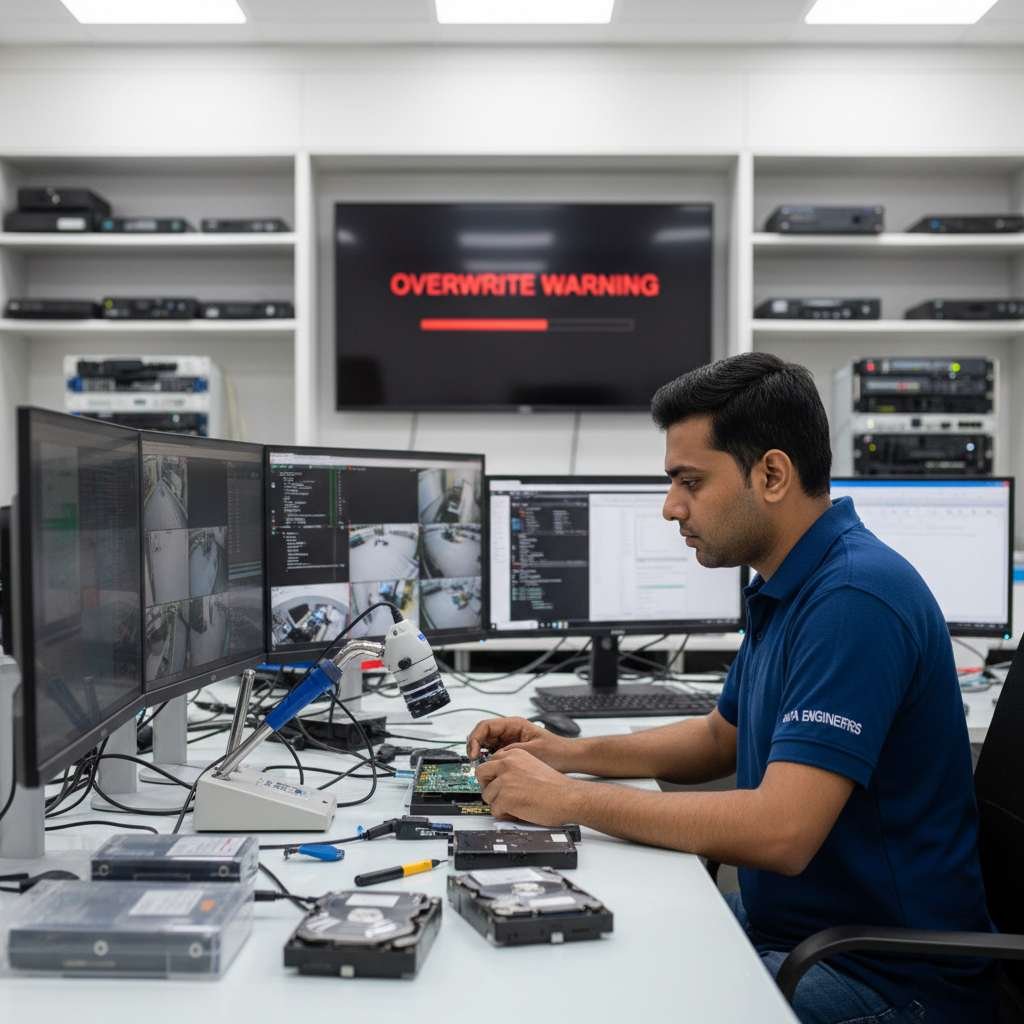 backing up footage external drives using cctv recovery sevices for hikvision cp plus dahua routine maintenance on dvr and nvr setting overwrite warnings and careful dvr file www.dataengineers.in