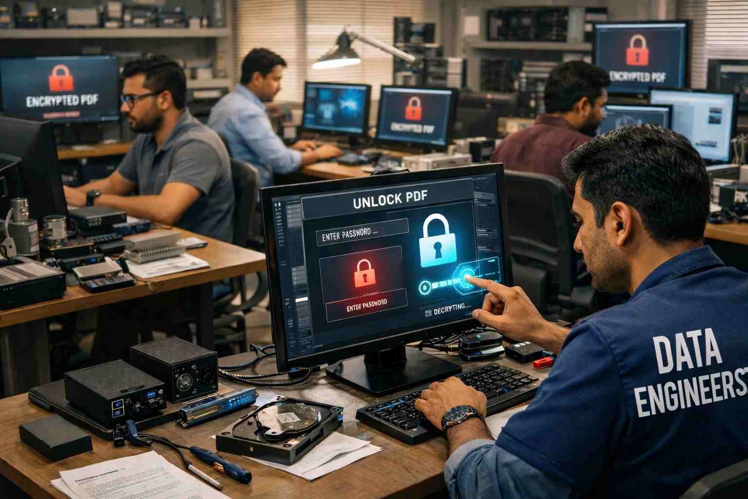 recover PDF password unlock encrypted PDF lost access revision encryption level secure recovery professional data recovery tools sensitive documents financial reports www.dataengineers.in