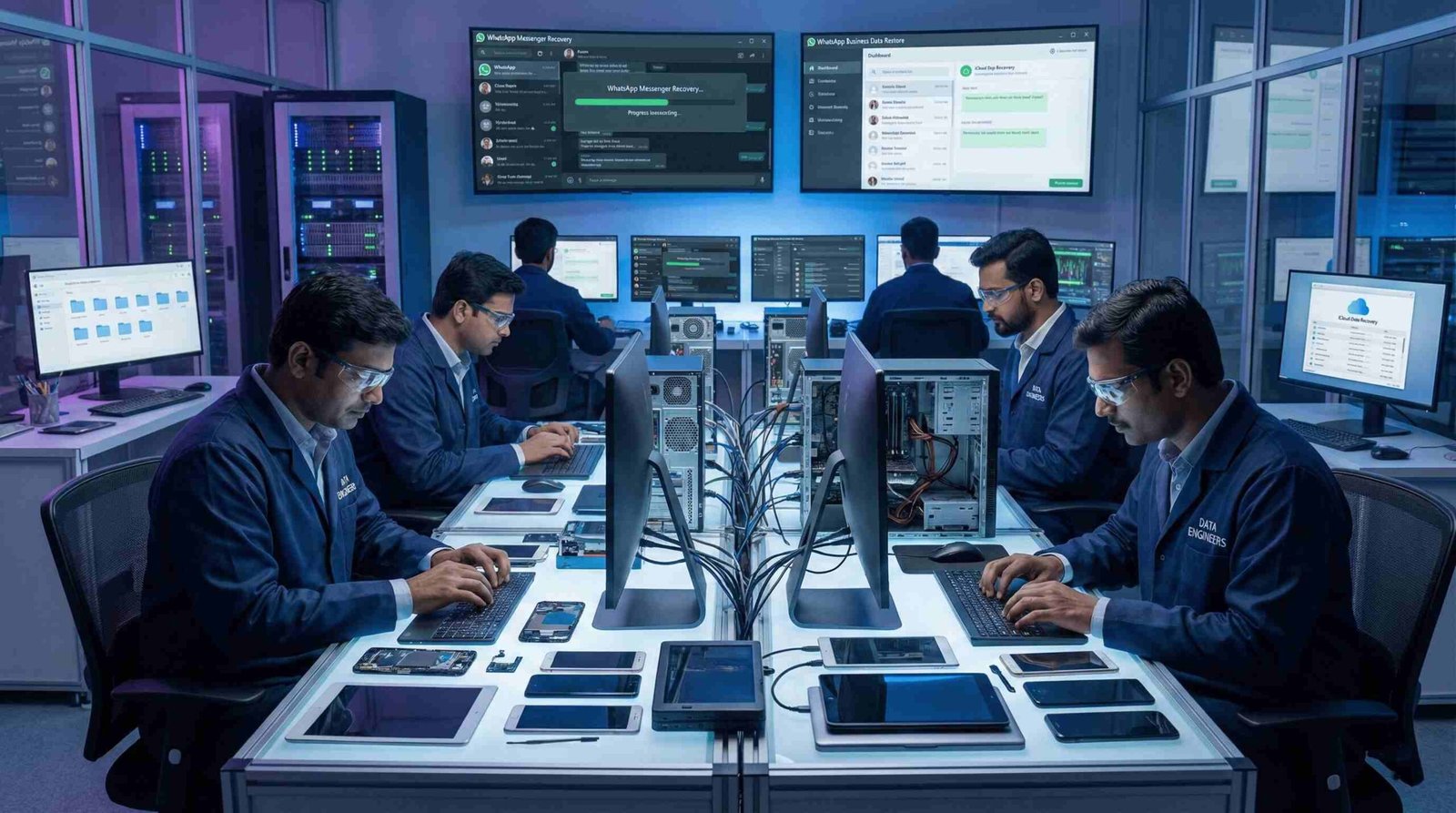 whatsapp data recovery android iphone ios whatsapp messenger business google drive icloud backup professional safe secure non destructive confidential India www.dataengineers.in