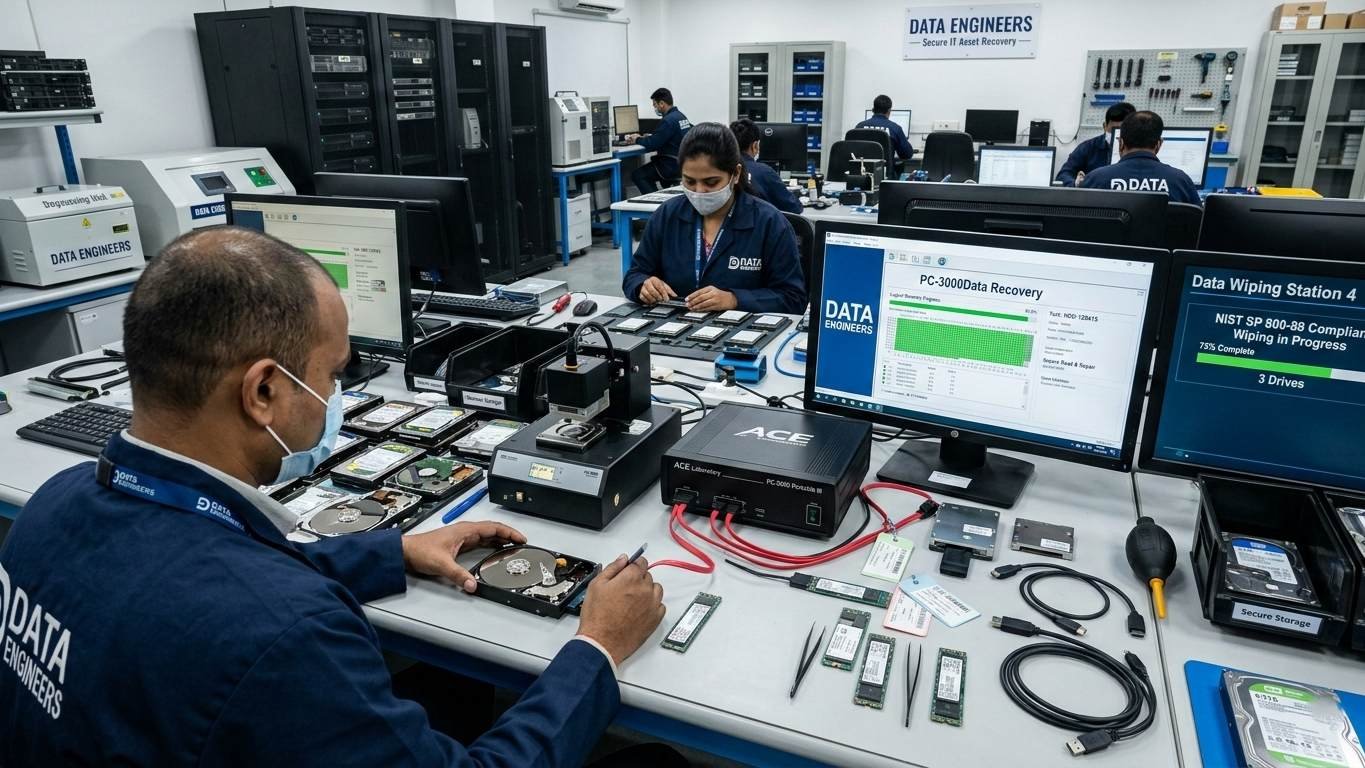 professional data recovery logical physical ssd nvme m2 sata hdd servers laptops external drives secure confidential emergency services india www.dataengineers.in
