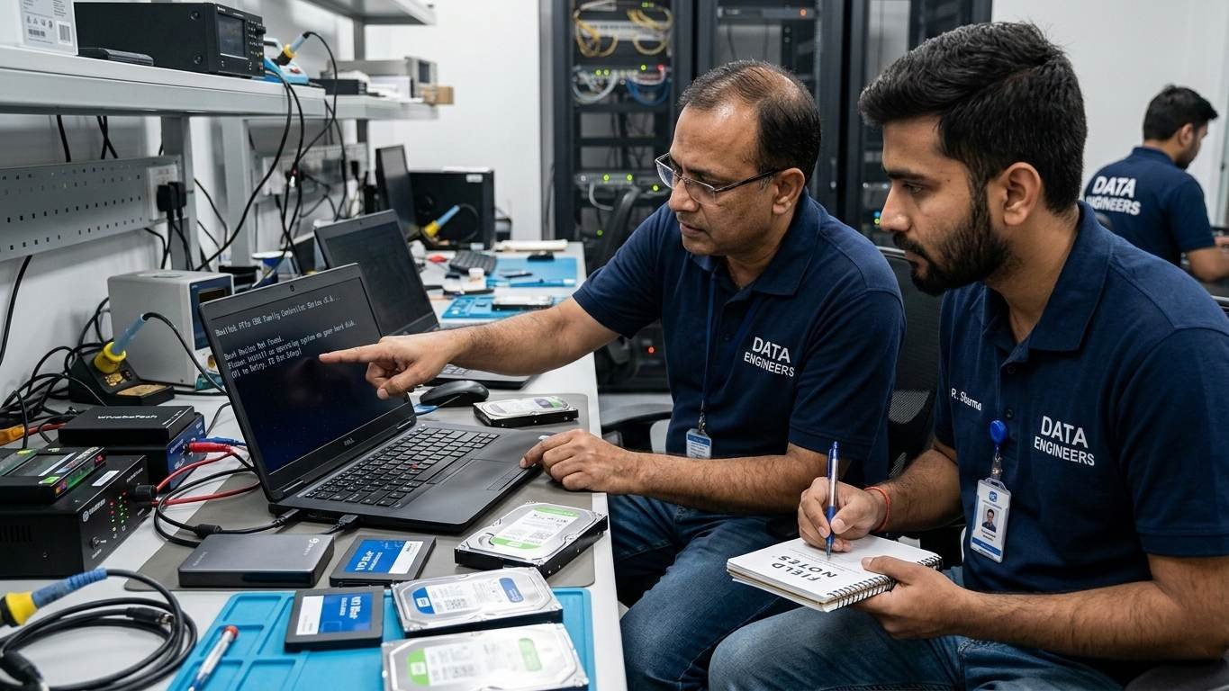 Dell Support Assist no bootable device found data recovery guide HDD SSD laptop desktop external drive recover corrupted files physically damaged devices secure recovery India www.dataengineers.in