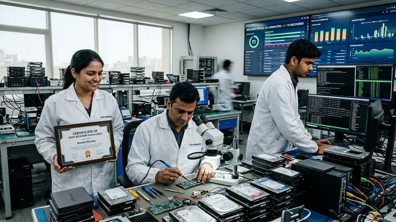 Professional data recovery services HDD SSD laptop desktop external drive chip-level firmware recovery emergency file restoration secure confidential data India www.dataengineers.in