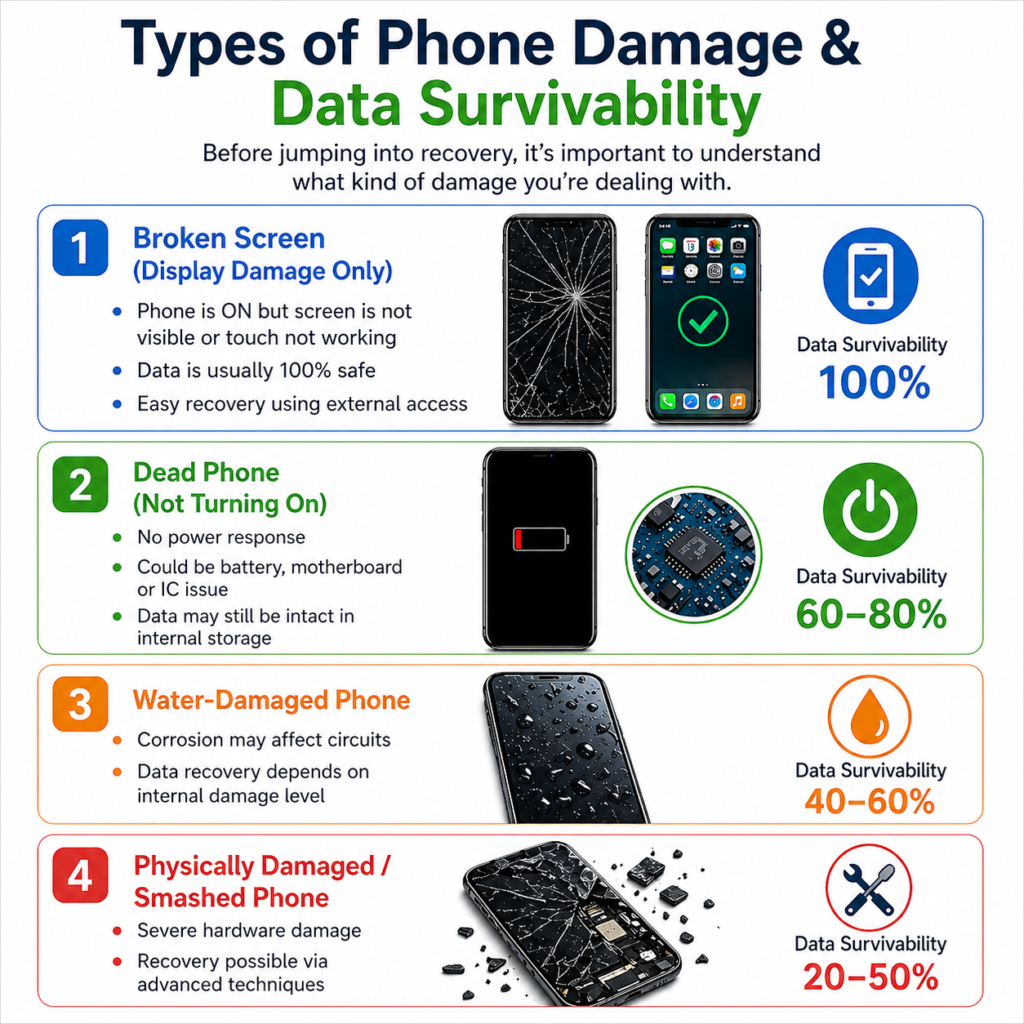 Types of Phone Damage & Data Survivability