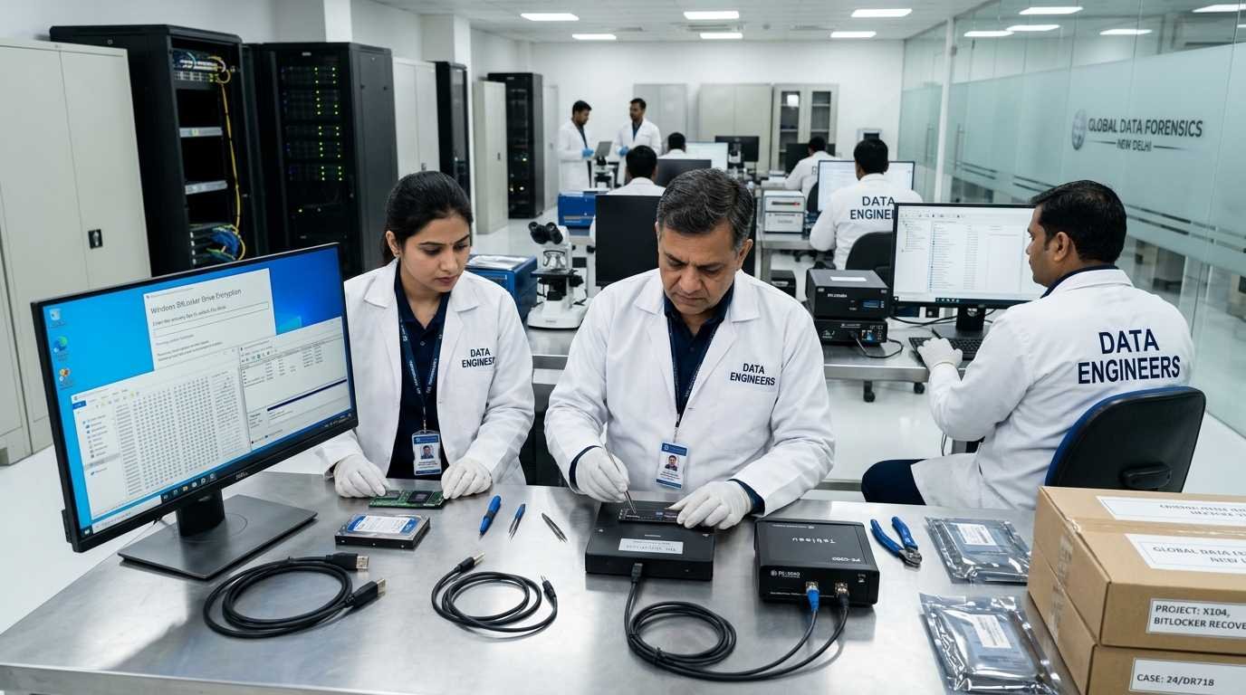 BitLocker Data Recovery recover encrypted drive SSD HDD NVMe USB forgotten password recovery key lost corrupted drive secure file recovery Windows forensic recovery India www.dataengineers.in