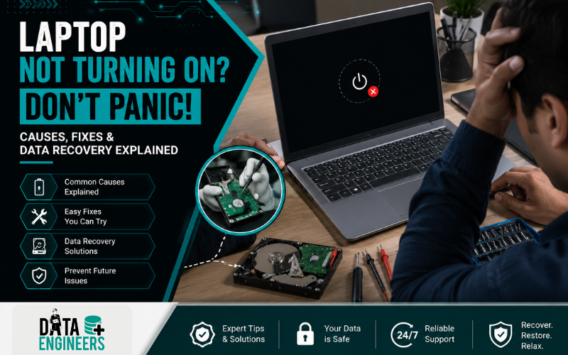 Laptop Not Turning On Don’t Panic! Causes, Fixes & Data Recovery Explained www.dataengineers.in