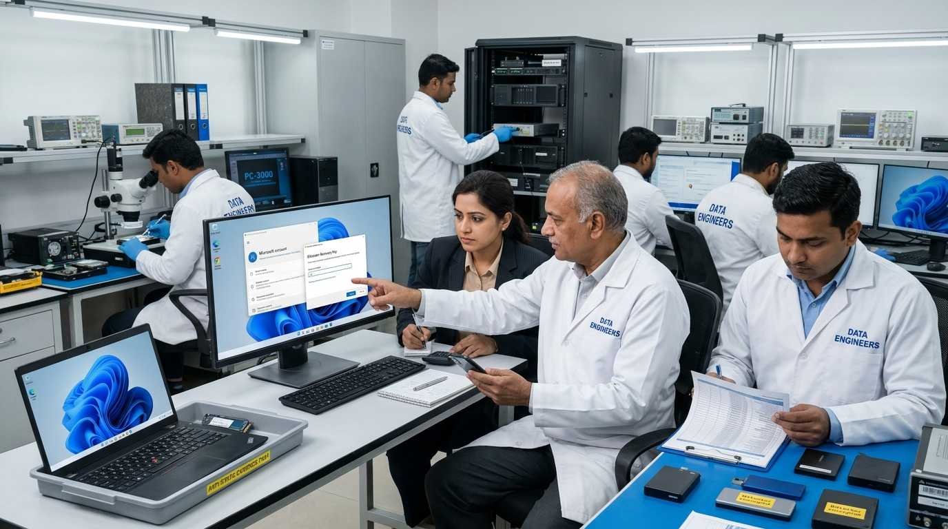 Microsoft Recovery Key BitLocker account backup recovery key Windows encrypted drive password reset locked SSD HDD secure data recovery India www.dataengineers.in
