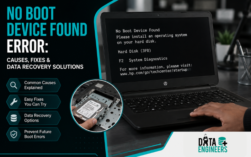 No Boot Device Found Error Causes, Fixes & Data Recovery Solutions www.dataengineers.in