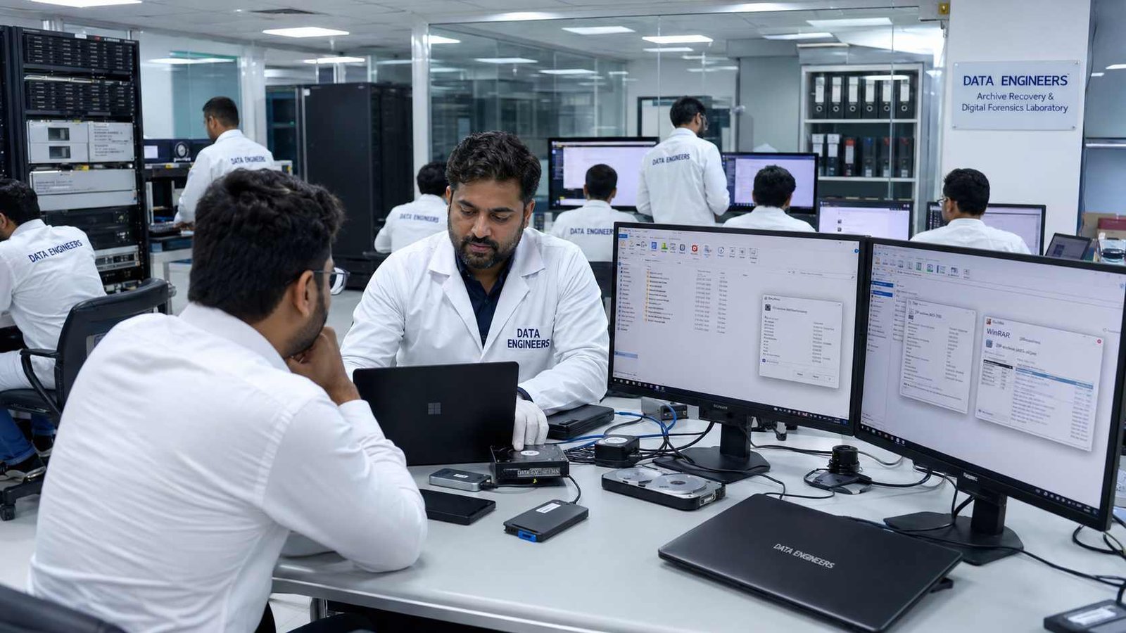 Professional Archive Recovery ZIP RAR 7Z ARJ encrypted files forgotten passwords corrupted archives damaged storage secure forensic file recovery expert service India www.dataengineers.in