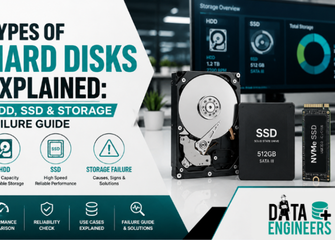 Types of Hard Disks Explained HDD, SSD & Storage Failure Guide www.dataengineers.in