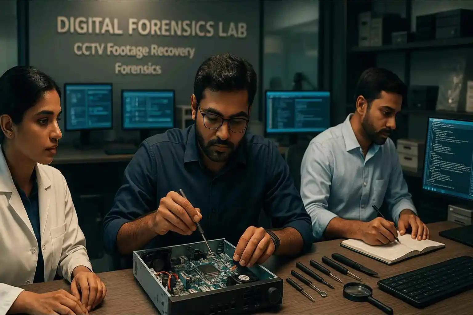 cctv forensics and data recovery dvr nvr har ssd raid nas san server pen drive memory card desktop and laptop cleanroom lab deleted corrupted footage www.dataengineers.in