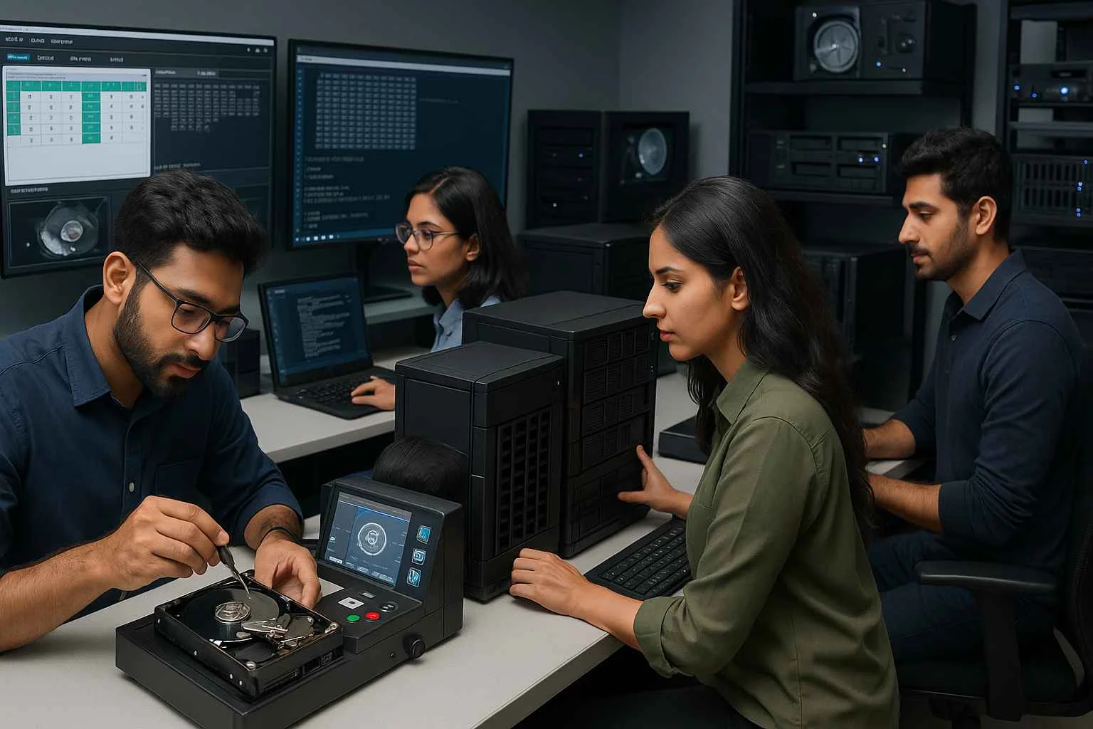 enterprise nas san data recovery nehru place recovery from formatted virus infected or physically damaged nas san and server drives cleanroom lab facility secure confidential www.dataengineers.in