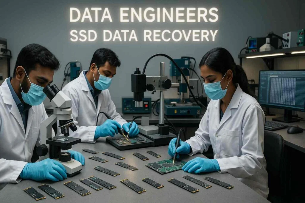 ssd data recovery delhi laptop computer desktop macbook linux samsung wd sandisk crashed failed not detected formatted external solid state drive firmware repair cleanroom lab www.dataengineers.in