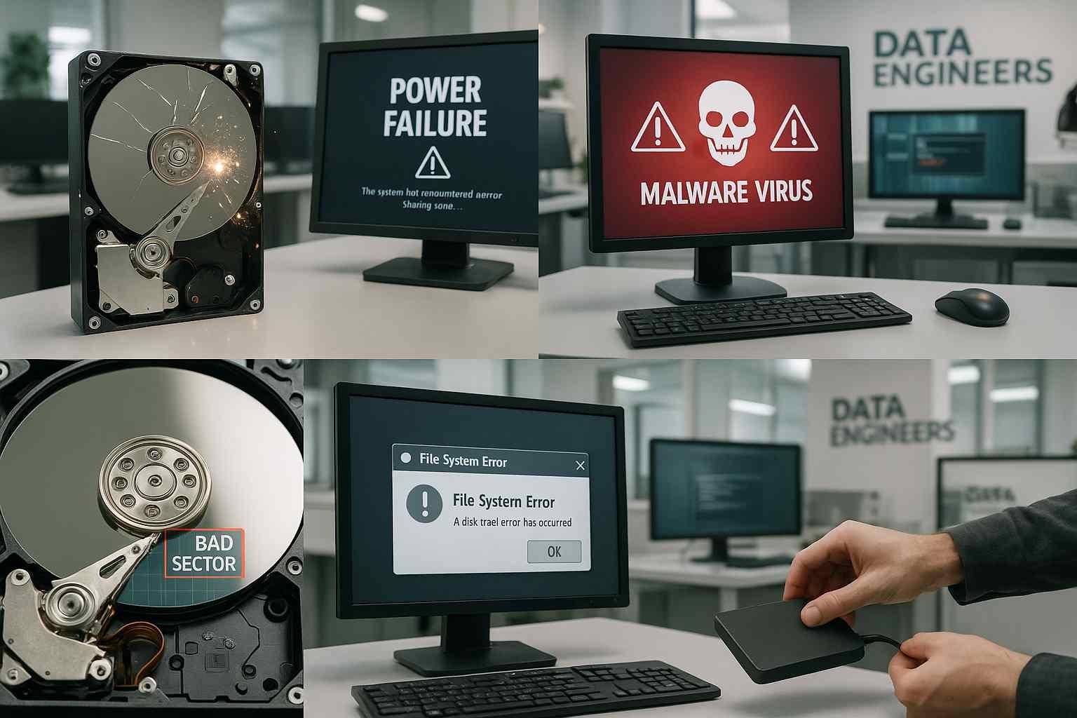 hard drive corrupted file recovery by data engineers for power failure malware bad sectors and file system errors trusted lab services for all brands and models www.dataengineers.in