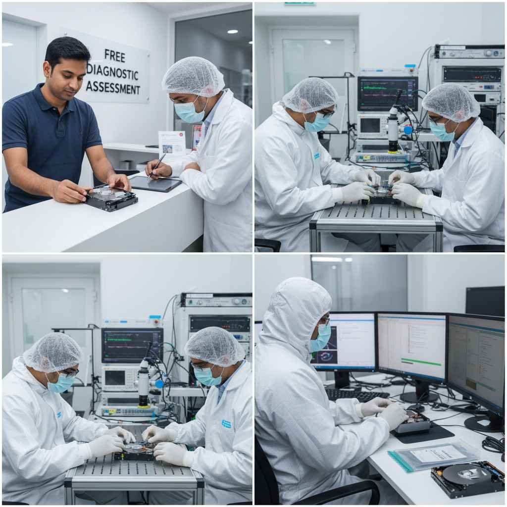 hard drive recovery process 2025 free diagnostic repair head crash motor failure platter damage PCB extraction secure data cloud delivery ISO privacy data engineers india www.dataengineers.in