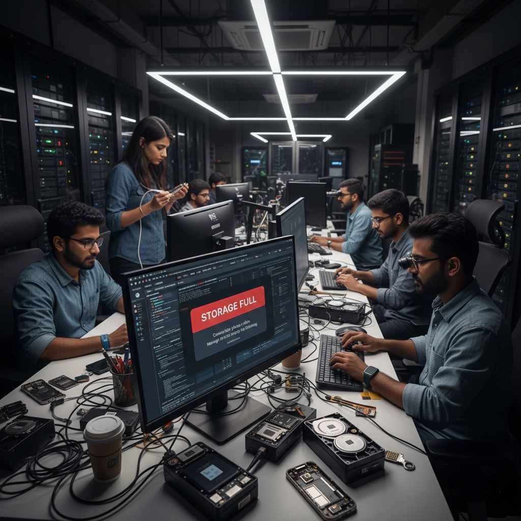 iphone full storage crash slow unresponsive device data recovery photos videos messages from internal memory chip level forensic extraction tools cleanroom lab india www.dataengineers.in