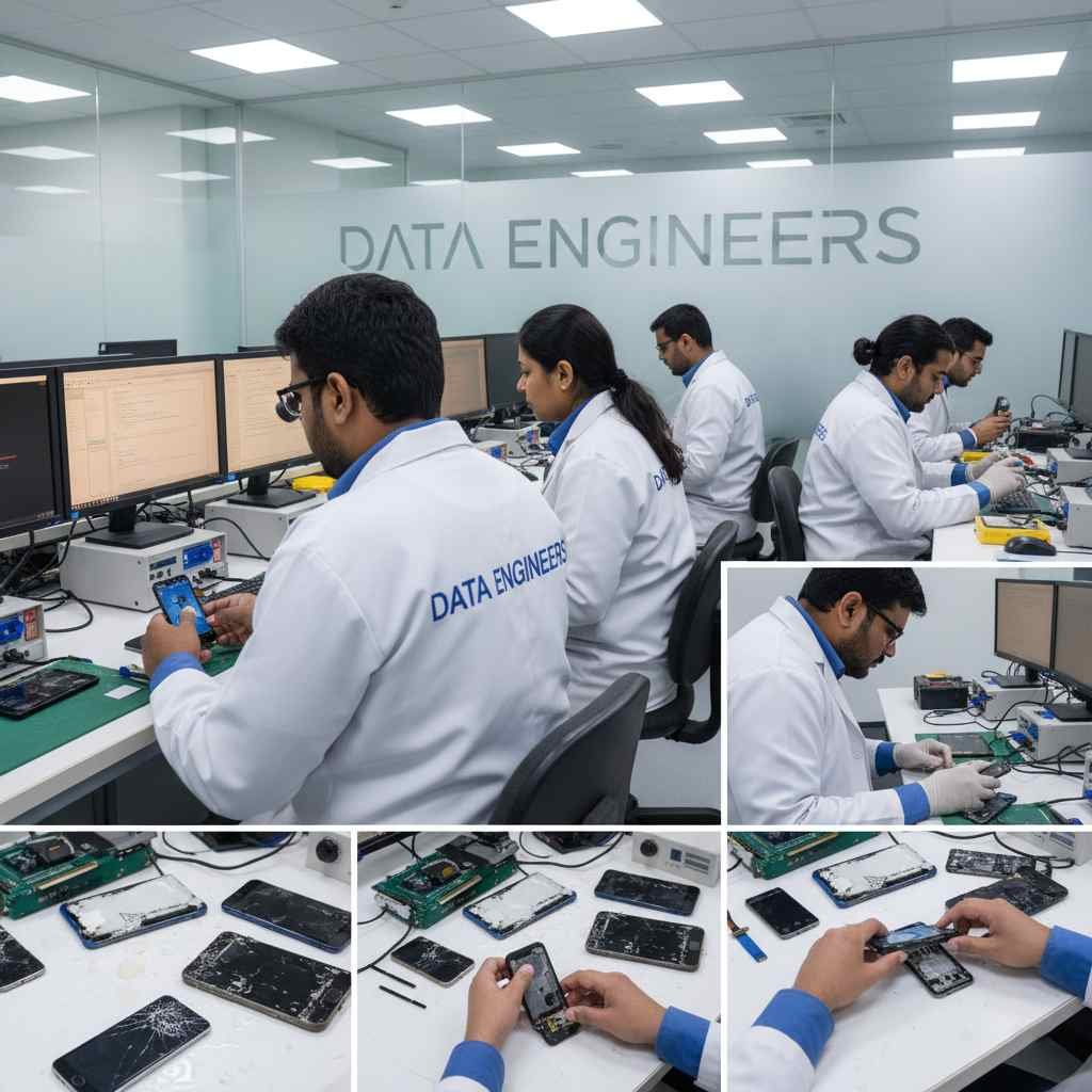 damaged smartphone data recovery forensic mobile phone extraction broken water damaged cracked non functional emergency data retrieval secure investigation India www.dataengineers.in