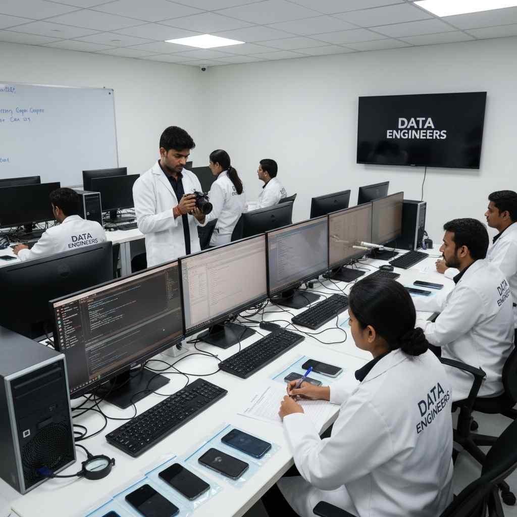 smartphone forensic investigation mobile phone data recovery legal criminal corporate Android iPhone secure extraction deleted files emergency forensic analysis India www.dataengineers.in