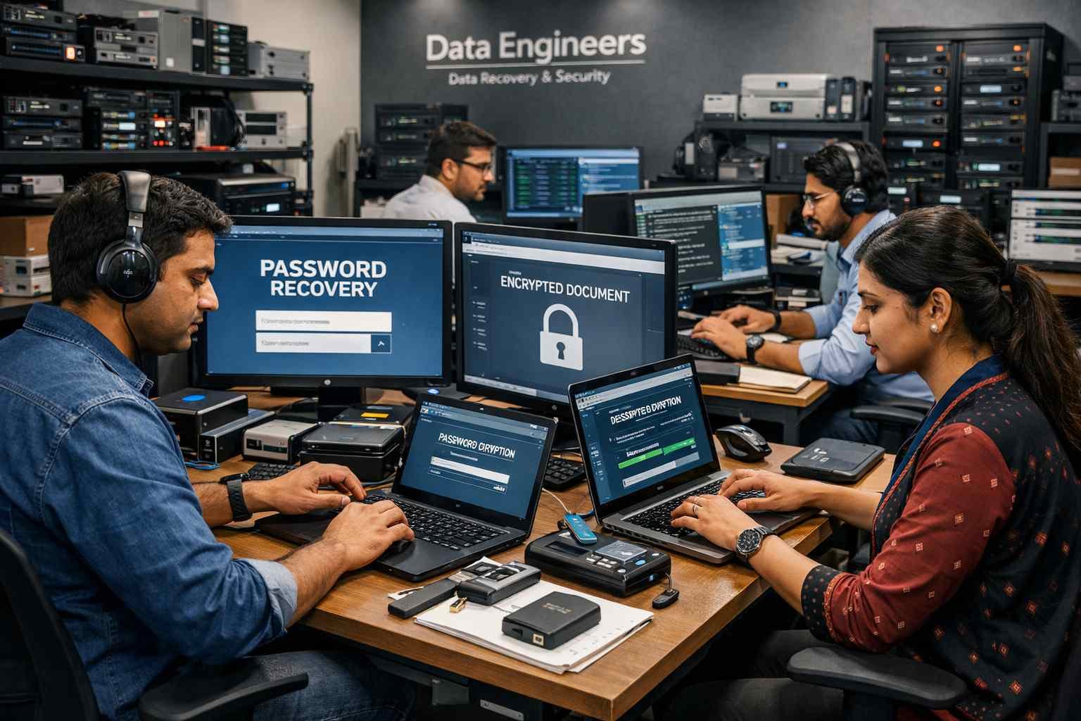 Professional Office File Recovery Word Excel PowerPoint Visio Project Unlock Complex Passwords Secure Confidential Fast Data Restoration India www.dataengineers.in