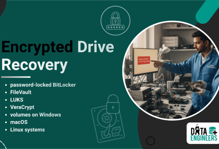 Encrypted Drive Recovery password-locked BitLocker FileVault LUKS VeraCrypt volumes Windows macOS Linux systems