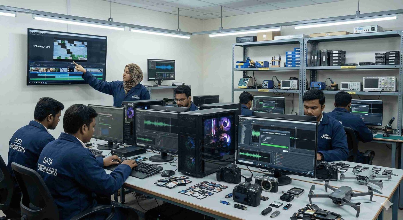 Trusted video data recovery India Canon Nikon Sony GoPro DJI DSLR drone CCTV corrupted damaged flickering memory card pen drive www.dataengineers.in