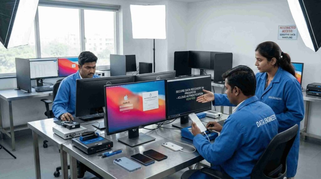 apple id recovery icloud iphone lost data photos videos messages contacts secure temporary credentials forensic extraction www.dataengineers.in