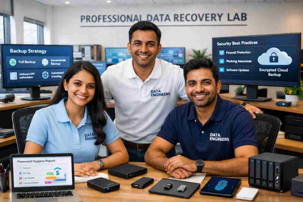 password manager vault protection backup recovery key strong master password sync updates 1Password LastPass Dashlane KeePass secure data management prevent access loss India www.dataengineers.in