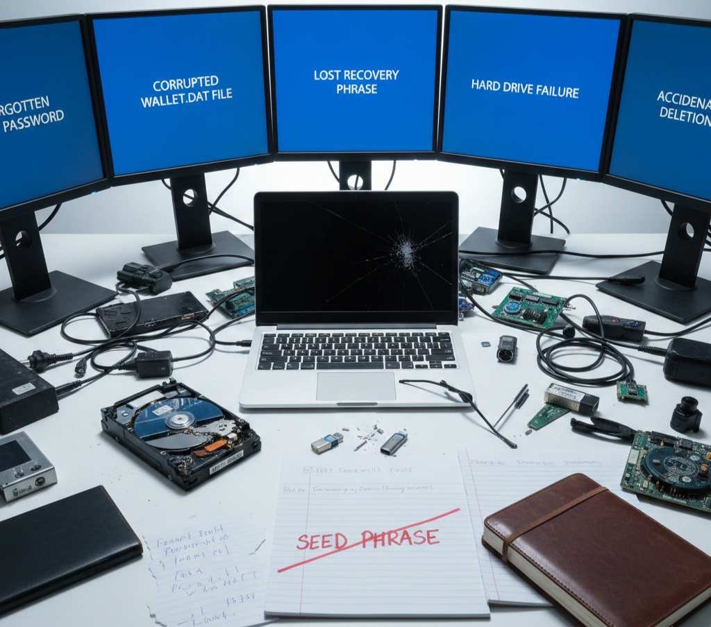 crypto wallet access lost forgotten password corrupted wallet.dat keystore file mnemonic phrase missing disk failure forensic recovery India www.dataengineers.in